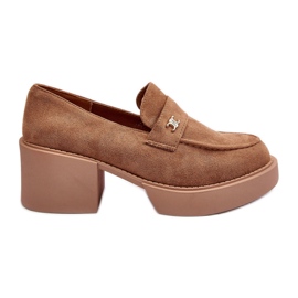 PS1 Dame ruskind højhælede sko, mørk beige, Afnira