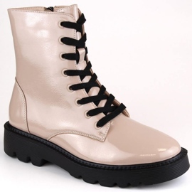 Vinceza W JAN240 beige patentisolerede ankelstøvler