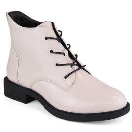 Vinceza W JAN243 beige patentisolerede ankelstøvler