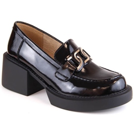 Filippo W PAW466 højhælede loafers i sort læder
