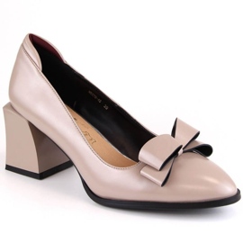 D&amp;A S.Barski Premium Collection W OLI229B højhælede sko med sløjfe, beige
