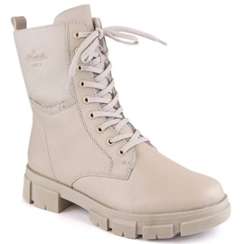 Komfortable isolerede læderstøvler Rieker W RKR613, beige