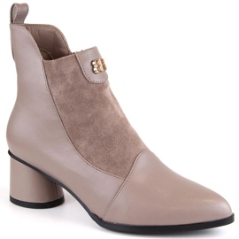 D&amp;A S.Barski Premium Collection højhælede ankelstøvler W OLI232B, beige