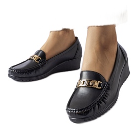 Sorte Lerino wedge spænde loafers