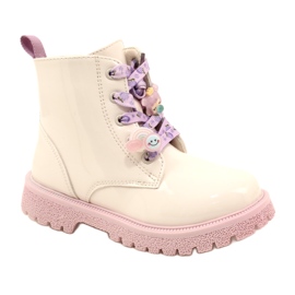 Lakerede støvler med dekorative manchetknapper Miss 23DZ23-6582 beige