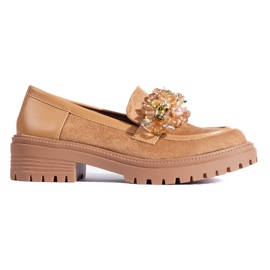 Loafers i beige ruskind til kvinder fra Shelovet