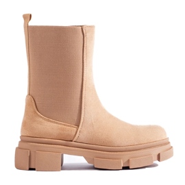 Beige ruskind Shelovet høje Chelsea støvler