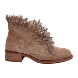 Ruskind Dame Flade Støvler Beige Klemovia