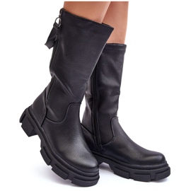 PS1 Mid-calf Boots Black Lizames sort