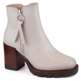 Beige isolerede dameankelstøvler og platform Vinceza 58103