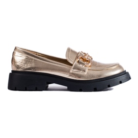 Shelovet guld loafers med en tyk sål gylden