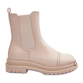 FG2 Dame ankelstøvler i læder Beige Nialee