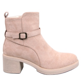 Bredhælede støvler Aretha Beige