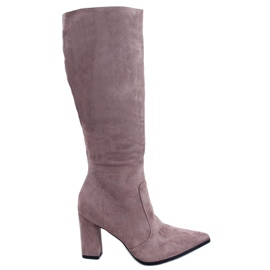 Farrah Khaki støvler med ruskindshæl beige