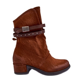 PS1 Dame ankelstøvler med lav hæl med stropper Camel Thelereia brun PS1 Dame ankelstøvler med lav hæl med stropper Camel Thelereia brun