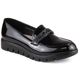 Komfortable sko, patent slip-on mokkasiner, sort, T.Sokolski J23-327