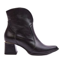 Lewski Shoes Cowboystøvler i læder til kvinder på høj hæl, sort Lewski 3166/B/2