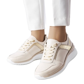 Beige gennembrudt lædersko Trás