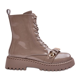 Patent Worker-ankelstøvler til kvinder med dekoration Beige S.Barski MR870-67