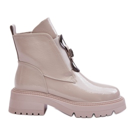 Patent damestøvler med dekoration Beige S.Barski MR870-53