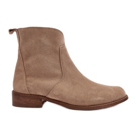 Damestøvler i ruskind med lynlås Beige Nicole 2829