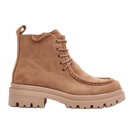 Dame ankelstøvler med lynlås, mørk beige Apolosi