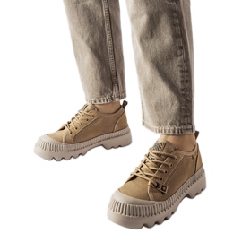 Beige læder sneakers Big Star KK274511