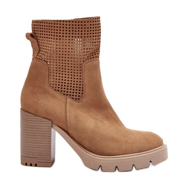 Lewski Shoes Ruskind gennembrudte ankelstøvler til kvinder Camel Lewski 3386 beige