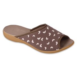 Befado dametøfler med sommerfugle, pu 254D152, brun