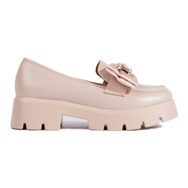 Shelovet perle loafers med sløjfe beige
