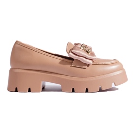 Beige loafers med en Shelovet sløjfe
