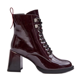 Laced Bourgogne Patent højhælede ankelstøvler S.Barski MR870-06 rød