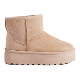 Kvinders snestøvler på den beige Shelovet platform
