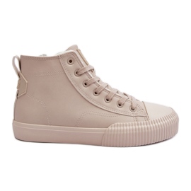 Isolerede sneakers til kvinder med lynlås Light Beige Big Star MM274018