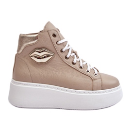Høj lynlås sneakers til kvinder Lemar Beige Katerin
