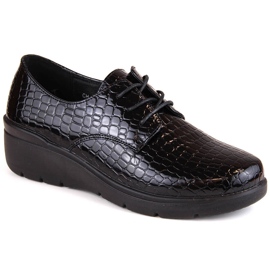 Croco oxford-patentsko til kvinder med kile T.Sokolski 328 sort