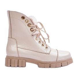 Lewski Shoes Dame læderstøvler med pels, lys beige Lewski 3296