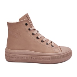 Isolerede sneakers med lynlås til kvinder Beige Big Star MM274022