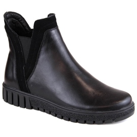 Dame læder, slip-on, isolerede Chelsea støvler, sort Filippo DBT4703