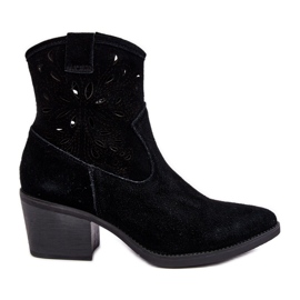 S.Barski Ruskind gennembrudte cowboystøvler D&amp;A SN622-20 Sort