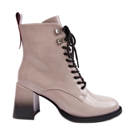 S.Barski Laklæder ankelstøvler D&amp;A MR870-06 lysegrå beige
