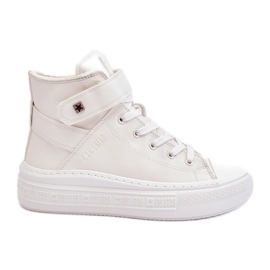 Isolerede sneakers til kvinder på Big Star-platformen, hvid MM274006