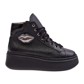 Høj lynlås sneakers til kvinder Lemar Sort Katerin