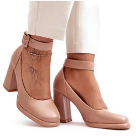 WS1 Pumps på høj hæl med spænde, beige Idovana