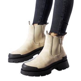 Beige og sorte øko-ruskindsstøvler Big Star MM274322