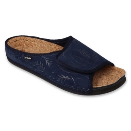Inblu dametøfler med kork indsats 155D140, marineblå, med velcro