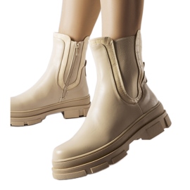 Beige sneakers med massiv Torin-sål grøn