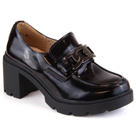 Sorte loafers i lak på en høj hæl Filippo DP4785