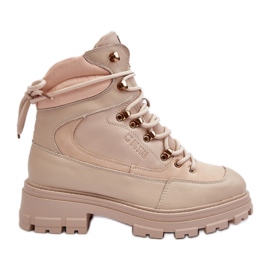 Isolerede ankelstøvler med snørebånd til kvinder, lyse beige Big Star MM274664