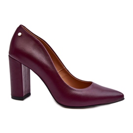 Læder pumps på høj hæl Laura Messi 2624/228 Burgundy rød